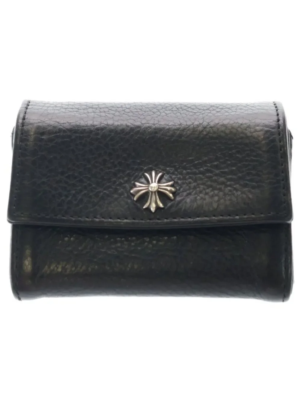 Chrome Hearts Tiny Wallet Leather CH Plus Button Black